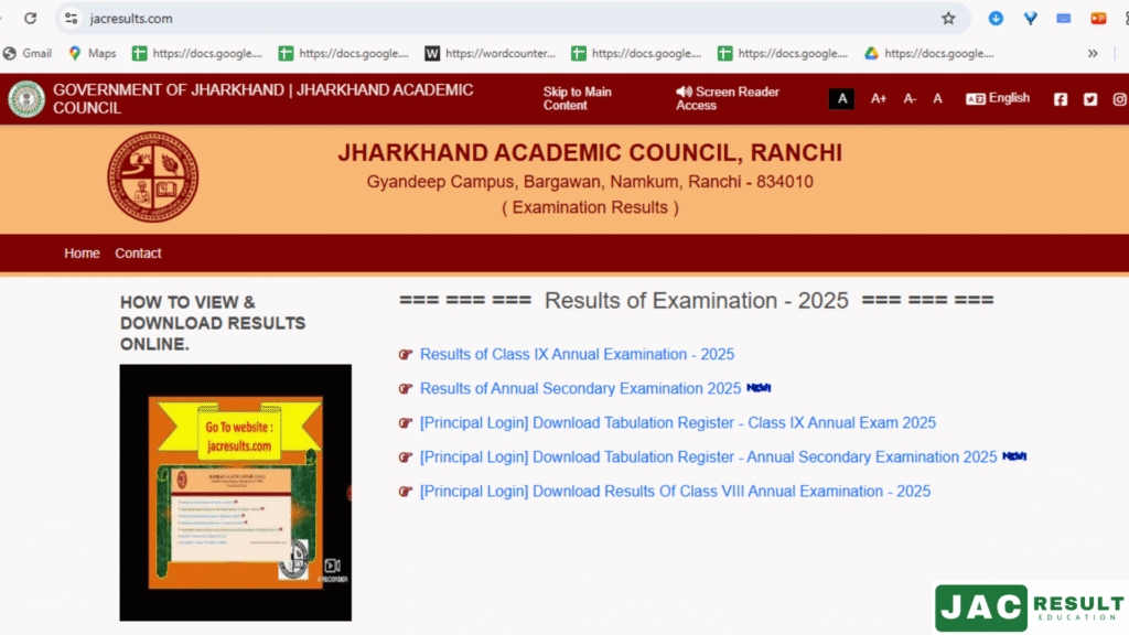 Jac class 8, 9, 10, 11 & 12th direct result checking link